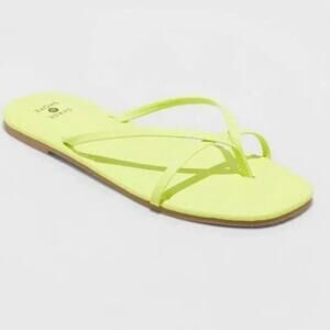 Lime Green Sandals Womens Size 10 Shade Shore Flip Flops Mackenzie Skinny Strap